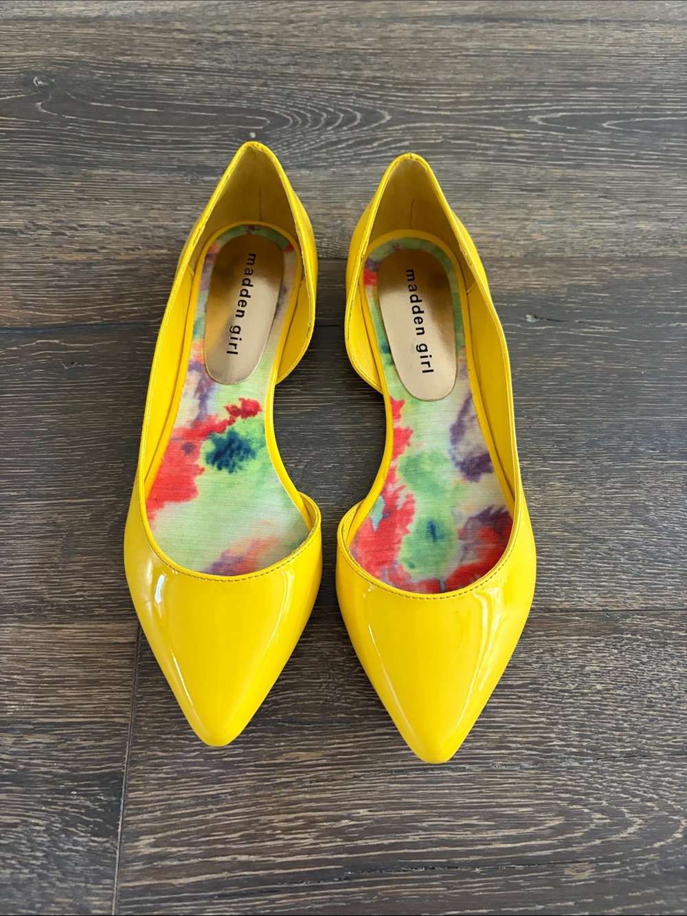 Madden Girl Yellow Patent Pointed-Toe Flats